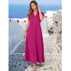 image:imageANRABESS Womens Summer Dress Ruffle Sleeve V Neck Vacation Maxi DressesHot Pink
