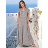 image:imageANRABESS Womens Summer Dress Ruffle Sleeve V Neck Vacation Maxi DressesKhaki Polka Dot