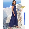 image:imageANRABESS Womens Summer Dress Ruffle Sleeve V Neck Vacation Maxi DressesNavy Blue