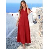 image:imageANRABESS Womens Summer Dress Ruffle Sleeve V Neck Vacation Maxi DressesRed