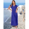 image:imageANRABESS Womens Summer Dress Ruffle Sleeve V Neck Vacation Maxi DressesRoyal Blue
