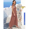 image:imageANRABESS Womens Summer Dress Ruffle Sleeve V Neck Vacation Maxi DressesRust Red White Dot