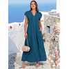 image:imageANRABESS Womens Summer Dress Ruffle Sleeve V Neck Vacation Maxi DressesTeal Blue