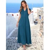 image:imageANRABESS Womens Summer Dress Ruffle Sleeve V Neck Vacation Maxi DressesTeal Blue