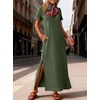 image:imageANRABESS Womens Summer Maxi Dresses Wrinkle Free with PocketsArmy Green
