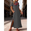 image:imageANRABESS Womens Summer Maxi Dresses Wrinkle Free with PocketsDeep Grey