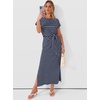 image:imageANRABESS Womens Summer WrinkleFree Maxi DressNavy Blue White Stripe