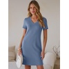 image:imageANRABESS Womens Wrinkle Free Summer Casual Short Sleeve Mini DressesBlue