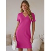 image:imageANRABESS Womens Wrinkle Free Summer Casual Short Sleeve Mini DressesHot Pink