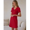 image:imageANRABESS Womens Wrinkle Free Summer Casual Short Sleeve Mini DressesRed
