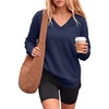 image:imageANRABESS Long Sleeve Shirts for Women Fall V Neck SweatshirtsNavy Blue