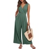 image:imageANRABESS Womens Linen Sleeveless Wrap JumpsuitsGrass