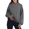 image:imageANRABESS Womens Mock Neck Sweatshirt Oversized PulloverDark Grey