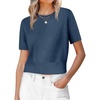 image:imageANRABESS Womens Short Sleeve Sweaters Cropped Crew NeckDeep Blue