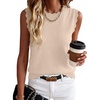 image:imageANRABESS Womens Sleeveless Scallop Knit Sweater VestAlmond