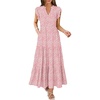 image:imageANRABESS Womens Summer Dress Ruffle Sleeve V Neck Vacation Maxi DressesPink Floral