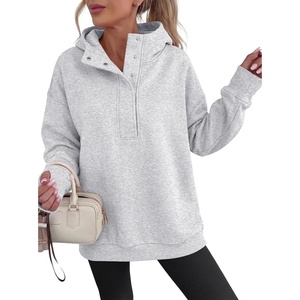 image:imageANRABESS Hoodies for Women Henley Collar Oversized SweatshirtLight Grey