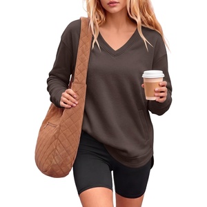 image:imageANRABESS Long Sleeve Shirts for Women Fall V Neck SweatshirtsCoffee