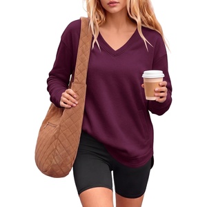 image:imageANRABESS Long Sleeve Shirts for Women Fall V Neck SweatshirtsDark Purple