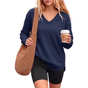 image:imageANRABESS Long Sleeve Shirts for Women Fall V Neck SweatshirtsNavy Blue