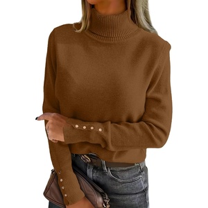 image:imageANRABESS Turtleneck Sweaters for Women Long Sleeve TopsDeep Caramel