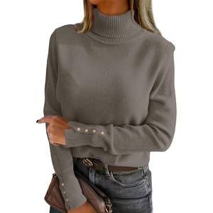 image:imageANRABESS Turtleneck Sweaters for Women Long Sleeve TopsGrey Khaki