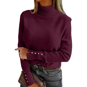 image:imageANRABESS Turtleneck Sweaters for Women Long Sleeve TopsWine Red