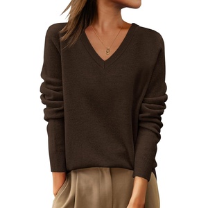 image:imageANRABESS Women 100 Wool Long Sleeve Sweaters Fall Business Casual OutfitsBrown