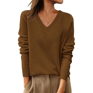 image:imageANRABESS Women 100 Wool Long Sleeve Sweaters Fall Business Casual OutfitsCaramel