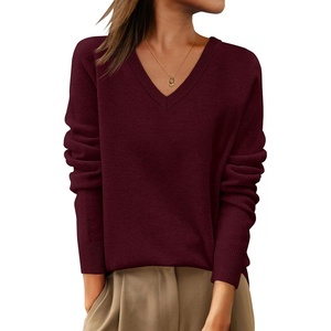 image:imageANRABESS Women 100 Wool Long Sleeve Sweaters Fall Business Casual OutfitsDark Red