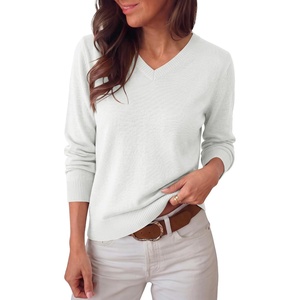 image:imageANRABESS Women Fall Long Sleeve V Neck Lightweight SweatersWhite