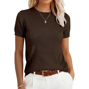 image:imageANRABESS Womens 100 Wool Short Sleeve SweaterBrown