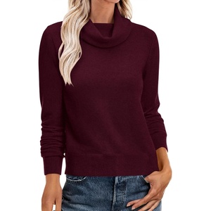 image:imageANRABESS Womens Cowl Neck Long Sleeve Fall Light SweaterDark Red