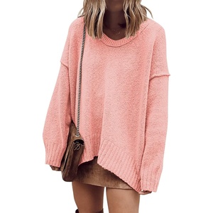 image:imageANRABESS Womens Fall Fashion Oversized Scoop V Neck Batwing Sleeve SweaterPink