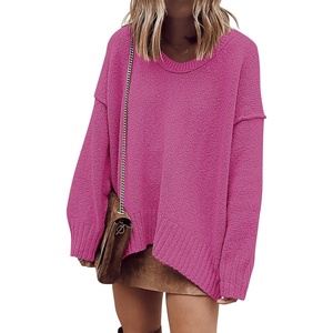 image:imageANRABESS Womens Fall Fashion Oversized Scoop V Neck Batwing Sleeve SweaterRose