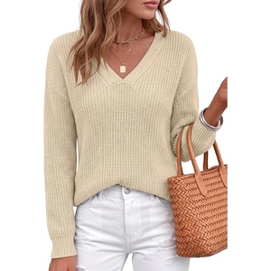 image:imageANRABESS Womens Fall V Neck Sweater 2026 Fall OutfitsApricot