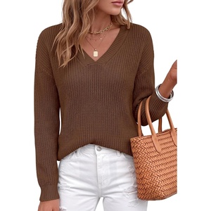 image:imageANRABESS Womens Fall V Neck Sweater 2026 Fall OutfitsCoffee