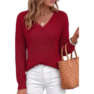 image:imageANRABESS Womens Fall V Neck Sweater 2026 Fall OutfitsRed