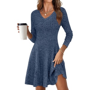 image:imageANRABESS Womens Long Sleeve Fall Short Sweater DressDark Blue