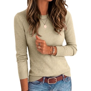 image:imageANRABESS Womens Long Sleeve Lightweight Slim Fitted Sweaters TopAlmond