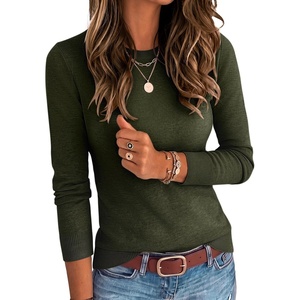 image:imageANRABESS Womens Long Sleeve Lightweight Slim Fitted Sweaters TopArmy Green