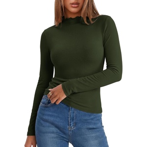 image:imageANRABESS Womens Long Sleeve Thermal Shirts Mock Neck TopsArmy Green
