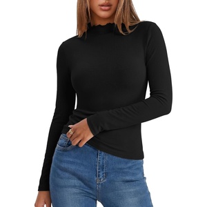 image:imageANRABESS Womens Long Sleeve Thermal Shirts Mock Neck TopsBlack