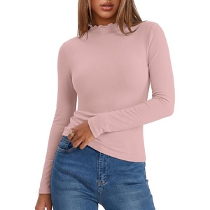 image:imageANRABESS Womens Long Sleeve Thermal Shirts Mock Neck TopsPink