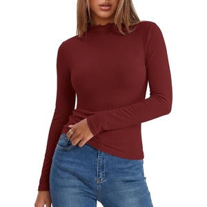 image:imageANRABESS Womens Long Sleeve Thermal Shirts Mock Neck TopsRed