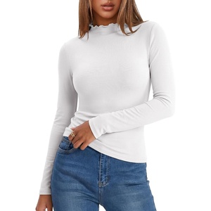 image:imageANRABESS Womens Long Sleeve Thermal Shirts Mock Neck TopsWhite
