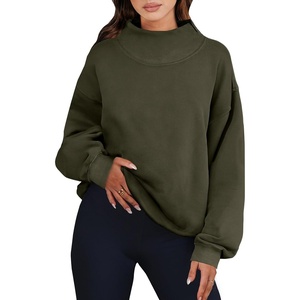 image:imageANRABESS Womens Mock Neck Sweatshirt Oversized PulloverArmygreen