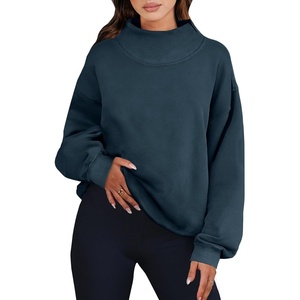 image:imageANRABESS Womens Mock Neck Sweatshirt Oversized PulloverDark Navy Blue