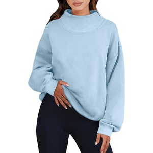 image:imageANRABESS Womens Mock Neck Sweatshirt Oversized PulloverLight Blue