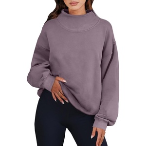 image:imageANRABESS Womens Mock Neck Sweatshirt Oversized PulloverNutmeg